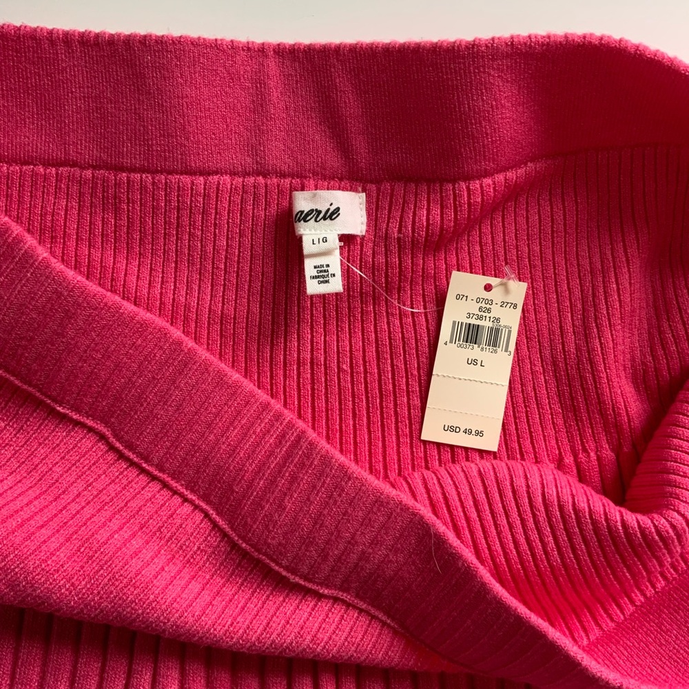 Aerie Take Charge Wool Sweater Mini Skirt L Women's Pink Punch NWT - Picture 8 of 8